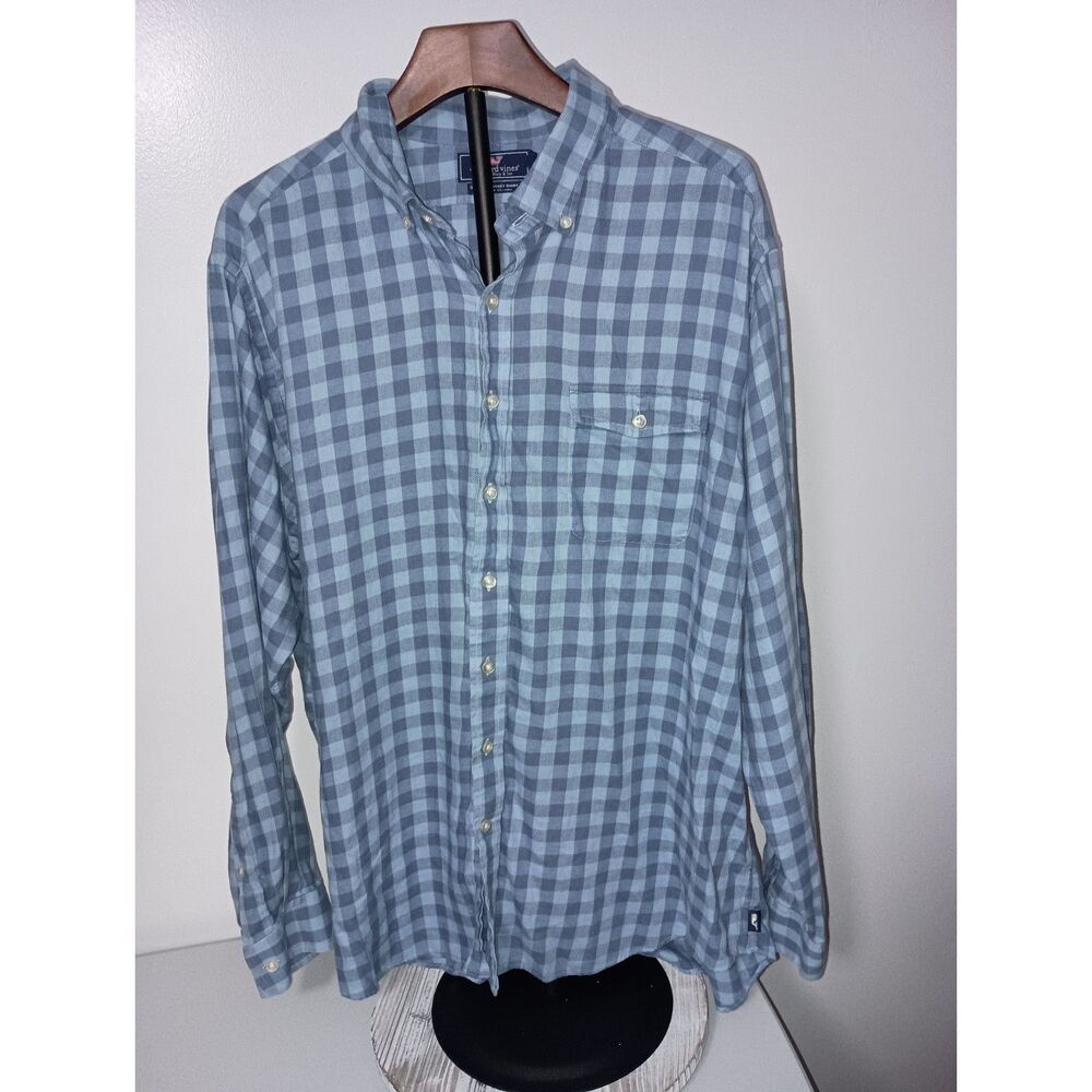 VINEYARD VINES, Blue Plaid Casual Long-Sleeve Button-Up, Men Size XXL
